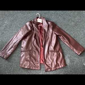 Authentic Missguided Brown leather blazer .